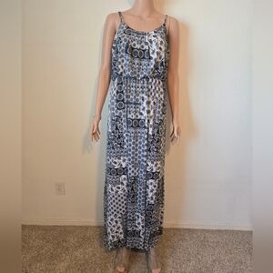 NAIF Patterned Blue and White Maxi Dress